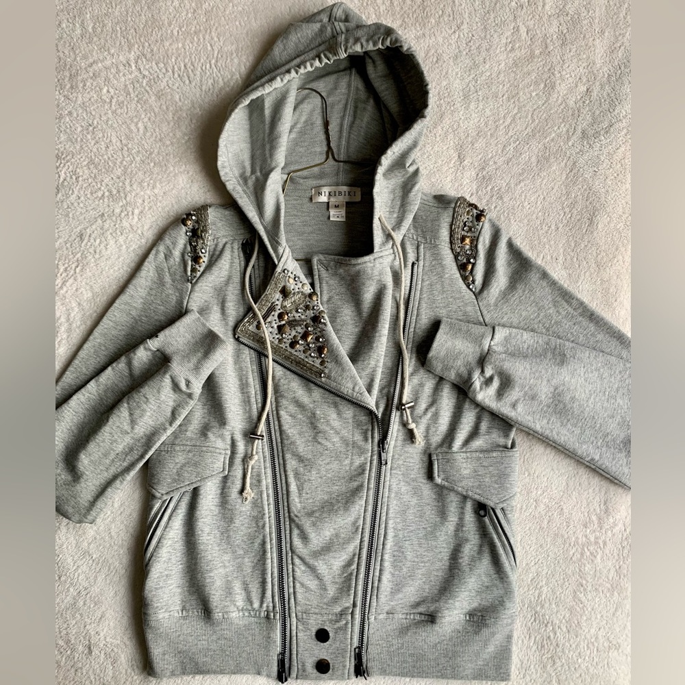 Nikibiki embellished double zip up jacket/hoodie